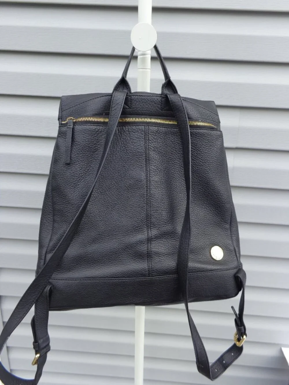 Vince Camuto Madox Black Backpack Genuine Leather Vertical Front Zip Pocket